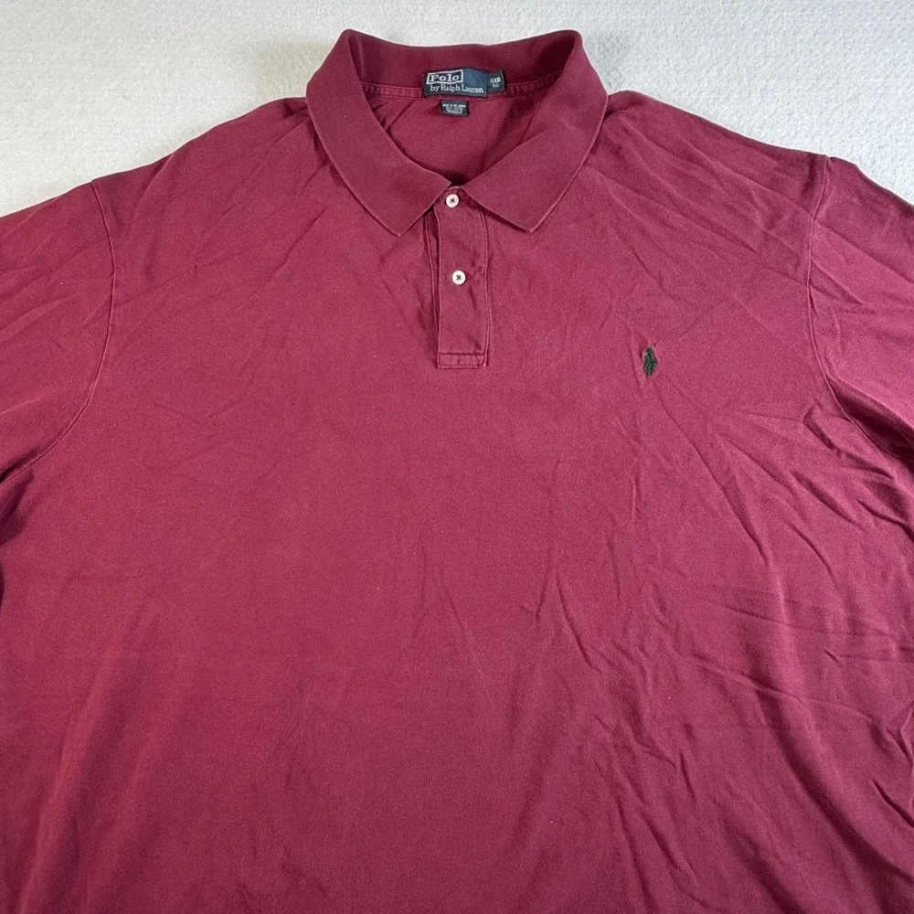 Polo Ralph Lauren Polo Shirt Mens 5XB Big Cotton Knit Maroon Casual Workwear VTG